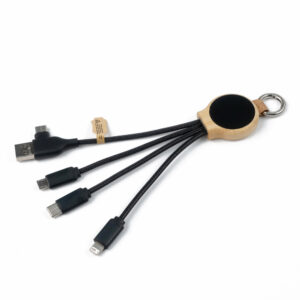 3-in-1 Bamboo LED Charging Cable (18W, 18.5cm) | SK1015B-F10