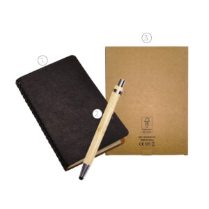 A5 Recycled Notebook & FSC Bamboo Gel Pen Set | Kraft Box Packaging | AP011R-S2