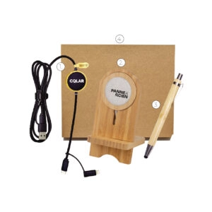 Magnetic Wireless Fast Charging Set with Bamboo Stand & 60W Cable | T10-02