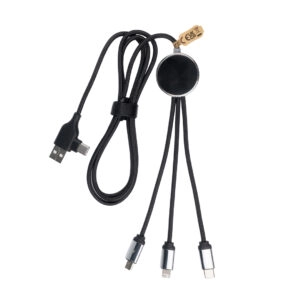 3-in-1 LED Charging Cable | USB-A & USB-C Input | Lightning, Type-C, Micro USB | Light-Up Logo | 120cm