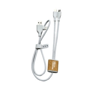 4-in-1 Cork Charging Cable | 70cm | USB-A & USB-C Input | Eco-Friendly | T4070-F10