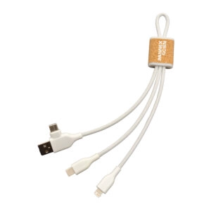 4-in-1 Cork Keychain Charging Cable | Recycled Material | 17cm | TK4000-F10