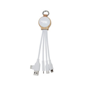 3-in-1 Bamboo LED Charging Cable (18W, 18.5cm) | SK4015B-F10