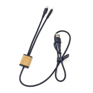65W 70cm 4in1 Cord wood Charging Cable | USB-A & USB-C Input | Eco-Friendly | T4070PD-F03
