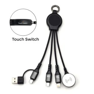 16cm 65W 4-in-1 Wireless Charging Cable for Smart Watch | With Touch-controlled light-up logo | TKW7013PD-TA